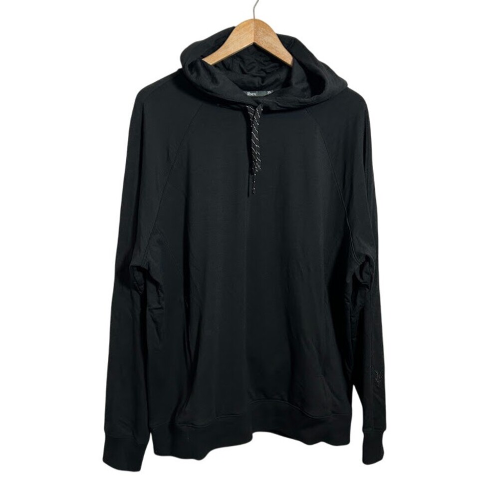 Ibex Mens Hero Merino Wool Blend Hoodie XL Black Sweatshirt Pullover Zippers